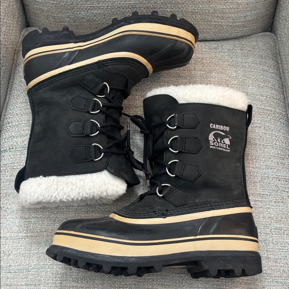 SOREL Black Caribou Waterproof Insulated Winter Boots Women’s‎ size 7